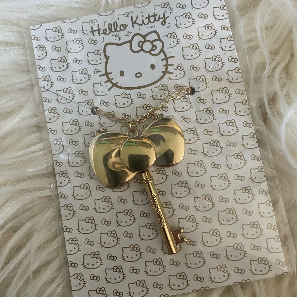 Hello Kitty Gold Bow Key Locket Necklace